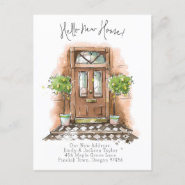 Cartão Postal De Anúncio Nova Casa - Endereço Novo Moderno Porta Aquarela