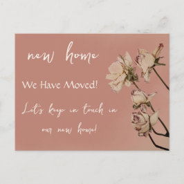 Cartão Postal De Anúncio Nova Casa Moderna Nós Nos Mudamos Rosas Secas 