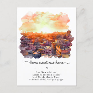 Cartão Postal De Anúncio Nova Casa - Novo Endereço Cidade Aquarela