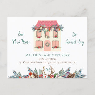 Cartão Postal De Anúncio Nova casa para as festas de fim de ano casa rosa m