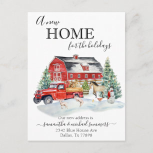 Cartão Postal De Anúncio Nova Casa para as Festas de Natal Celeiro Aquarela
