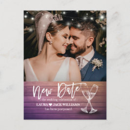 Cartão Postal De Anúncio Nova data Adiamento de casamento Mudança da Foto d