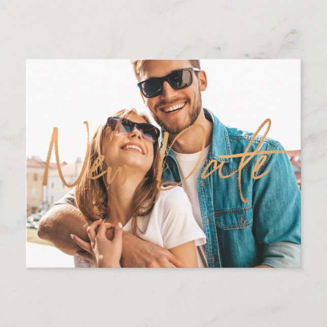 Cartão Postal De Anúncio Nova data de casamento mudança de planos de adiame (Frente)