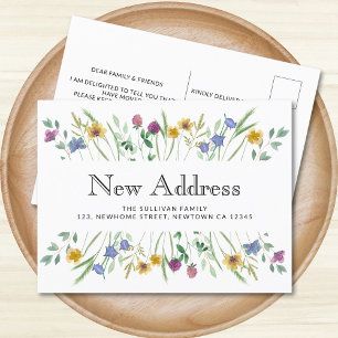 Cartão Postal De Anúncio Nova Endereço Floral Mudança