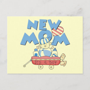Cartão Postal De Anúncio Nova Mãe É um Menino Camisetas e Presentes