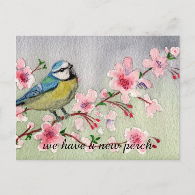 Cartão Postal De Anúncio Nova Perch de Nova Cor de Água Mudança de endereço (Frente)