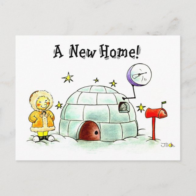 Cartão Postal De Anúncio Nova Placa Igloo Home - Design de Desenho Mão (Frente)