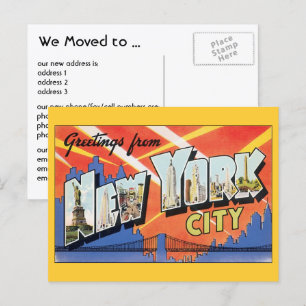 Cartão Postal De Anúncio Nova York Antiga NYC, Mudança de Endereço