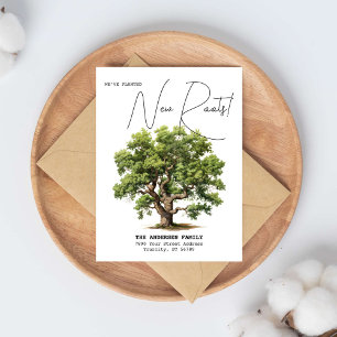 Cartão Postal De Anúncio Novas Raízes Plantadas Endereço Carvalho Aquarela 