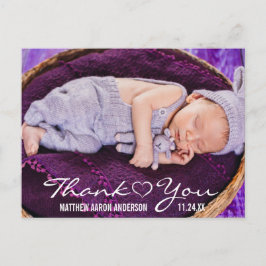 Cartão Postal De Anúncio Novo Bebê Coração de Agradecimento de Foto Moderna