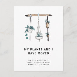 Cartão Postal De Anúncio Novo Endereço Boho Manipulando Plantas Em Moviment