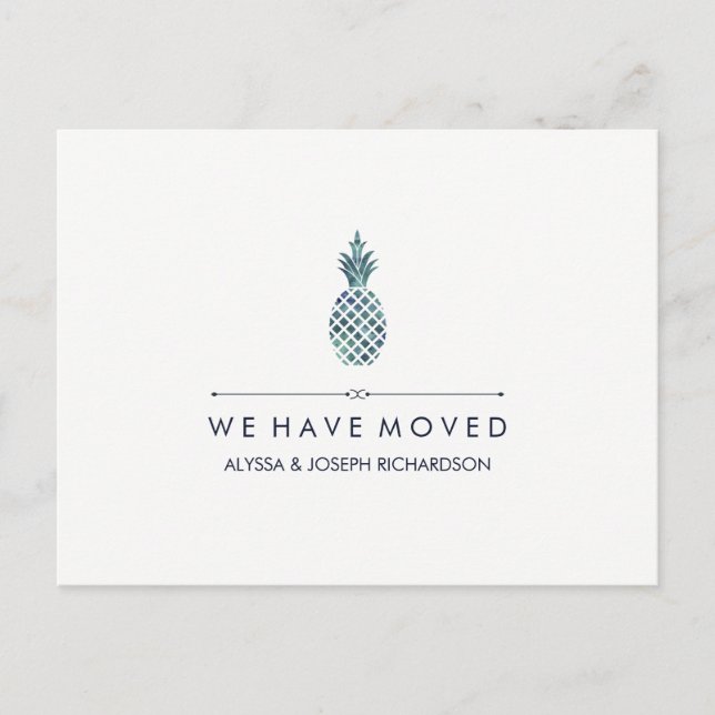 Cartão Postal De Anúncio Novo endereço com o abacaxi de aparência de cor aq (Frente)