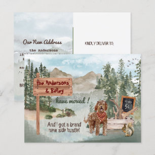 Cartão Postal De Anúncio Novo Endereço do Moving Brown Labradoodle Woodlan