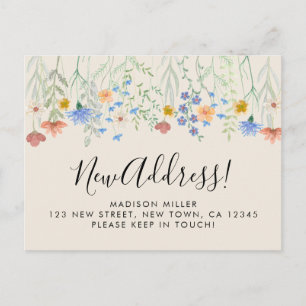 Cartão Postal De Anúncio Novo Endereço Flores Silvestres Mudando