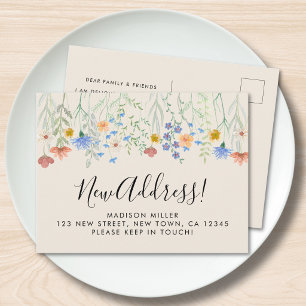 Cartão Postal De Anúncio Novo Endereço Flores Silvestres Mudando 