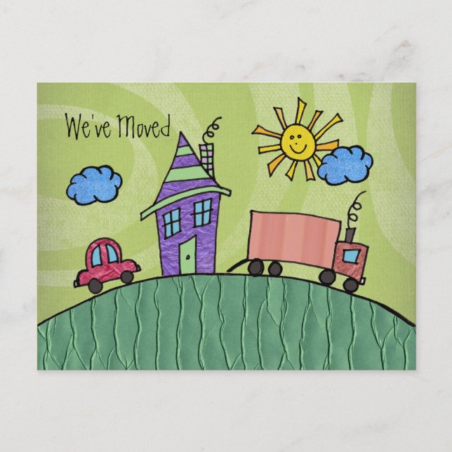 Cartão Postal De Anúncio Novo Endereço Mudamos de Casa Notificação (Frente)