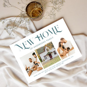 Cartão Postal De Anúncio Novo Lar Simples Moderno 3 Fotos Teal