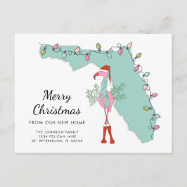 Cartão Postal De Anúncio Novo Mapa da Flórida Casa Natal Flamingo Mudando