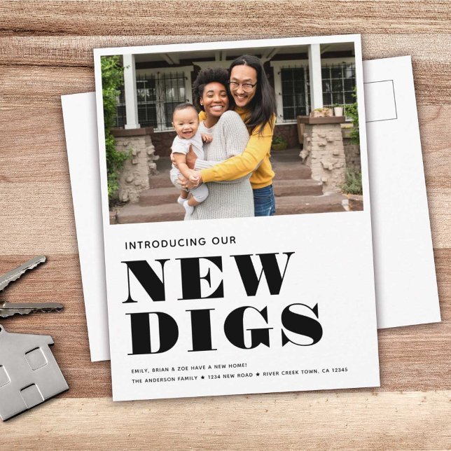 Cartão Postal De Anúncio NOVOS DIGS Foto simples Movimentação mínima modern (Criador carregado)