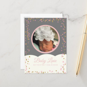 Cartão Postal De Anúncio Nuvem Confetti Dot Border Pink Cinza