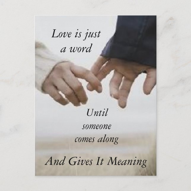 Cartão Postal De Anúncio O amor é apenas uma palavra (Frente)