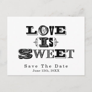 Cartão Postal De Anúncio O AMOR É DOCe Casamento Vintage Branco Salve O Dia
