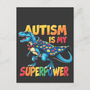 Cartão Postal De Anúncio O Autismo é Meu Superpoder Dinossauro Conscientiza