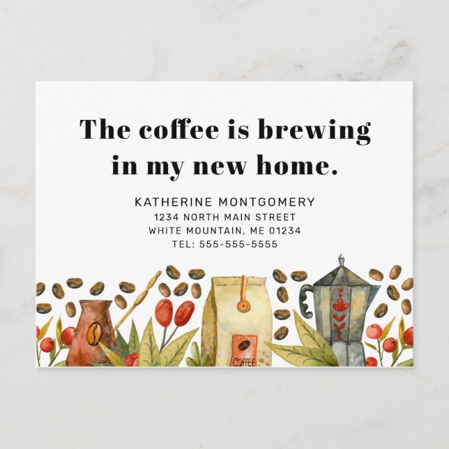 Cartão Postal De Anúncio O Café está se preparando em minha nova citação pe (Frente)