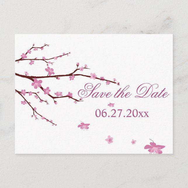 Cartão Postal De Anúncio O Casamento De Cherry Blossom Salva As Datas (Frente)