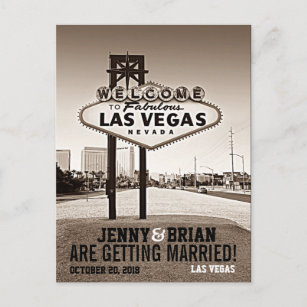 Cartão Postal De Anúncio O Casamento De Las Vegas Vintage Sepia Salva A Dat