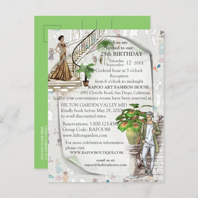 Cartão Postal De Anúncio O designer de moda  (Frente/Verso)