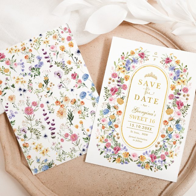 Cartão Postal De Anúncio O doce 16 Quinceanera salva a data (Criador carregado)