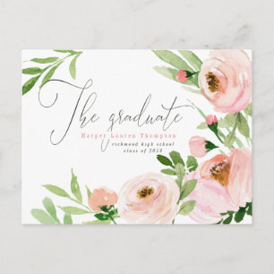 Cartão Postal De Anúncio O GRADUADO BLUSH Aquarela FLORAL
