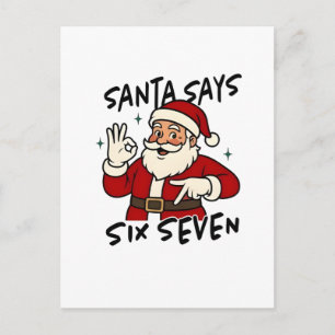 Cartão Postal De Anúncio O Papai Noel Diz Seis Sete 6 7 Natal Divertido Bra