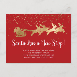 Cartão Postal De Anúncio O Papai Noel Tem uma Nova Parada Rena Dourada Féri