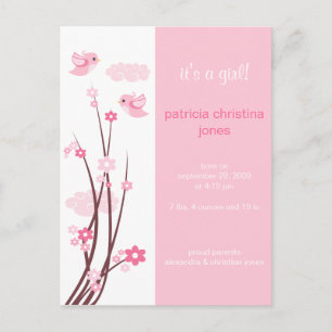 Cartão Postal De Anúncio O primavera cor-de-rosa dos pássaros do amor