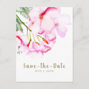 Cartão Postal De Anúncio Oásis Tropical Rosa Verde Havaiano Salve a Data