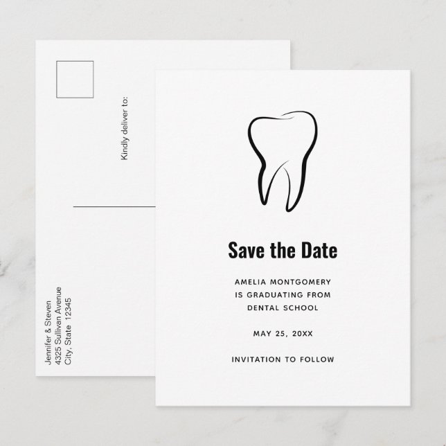 Cartão Postal De Anúncio Odontologia Dental Save a Data (Frente/Verso)