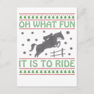 Cartão Postal De Anúncio Oh Que Diversão É Cavalgar no Cavalo de Natal Feio