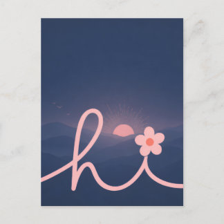 Cartão Postal De Anúncio "oi" Design do Pôr do Sol da Montanha do Roteiro