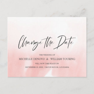 Cartão Postal De Anúncio Ombre Rosa Elegante Escrito à Mão Altere a data