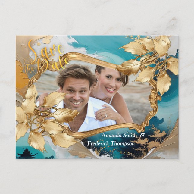 Cartão Postal De Anúncio Ondas e cenários orientais artísticos asiáticos (Frente)