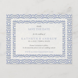 Cartão Postal De Anúncio Ondas Seigaiha Japonesas Salve a Data Sem Foto