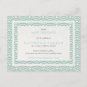 Cartão Postal De Anúncio Ondas Seigaiha Japonesas Salve a Data Sem Foto