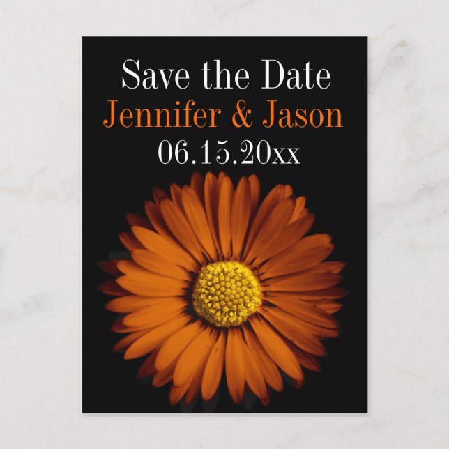 Cartão Postal De Anúncio Orange Gerber Daisy Wedding Save the Date Cards (Frente)