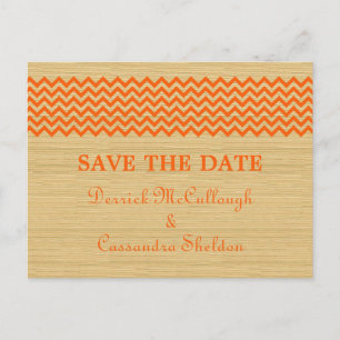 Cartão Postal De Anúncio Orange Rustic Chevron Salve o Cartão-Postal de Dat