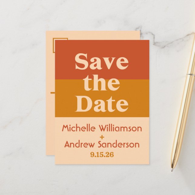 Cartão Postal De Anúncio Orange Terracotta Modern Retro (Frente/Verso In Situ)