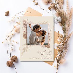 Cartão Postal De Anúncio Orçamento Boho Foto Casamento Salvar a Data