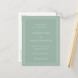 Cartão Postal De Anúncio Orçamento de casamento econômico em verde sage par
