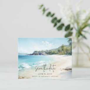 Cartão Postal De Anúncio Orçamento de Casamento na Praia Salve a Data
